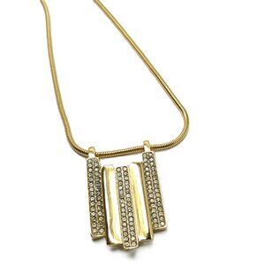 Vintage Park Lane Necklace Gold-tone Pendant with Rhinestones on Snake Chain